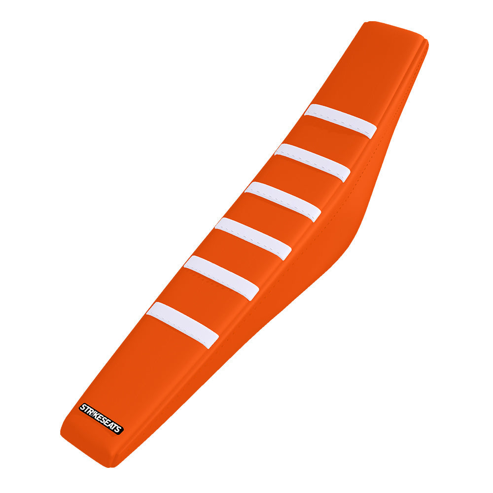 Funda de asiento acanalada con agarre para KTM 125SX/250SX/300SX/250SXF/350SXF/450SXF 2023-2024 BLANCO/NARANJA/NARANJA