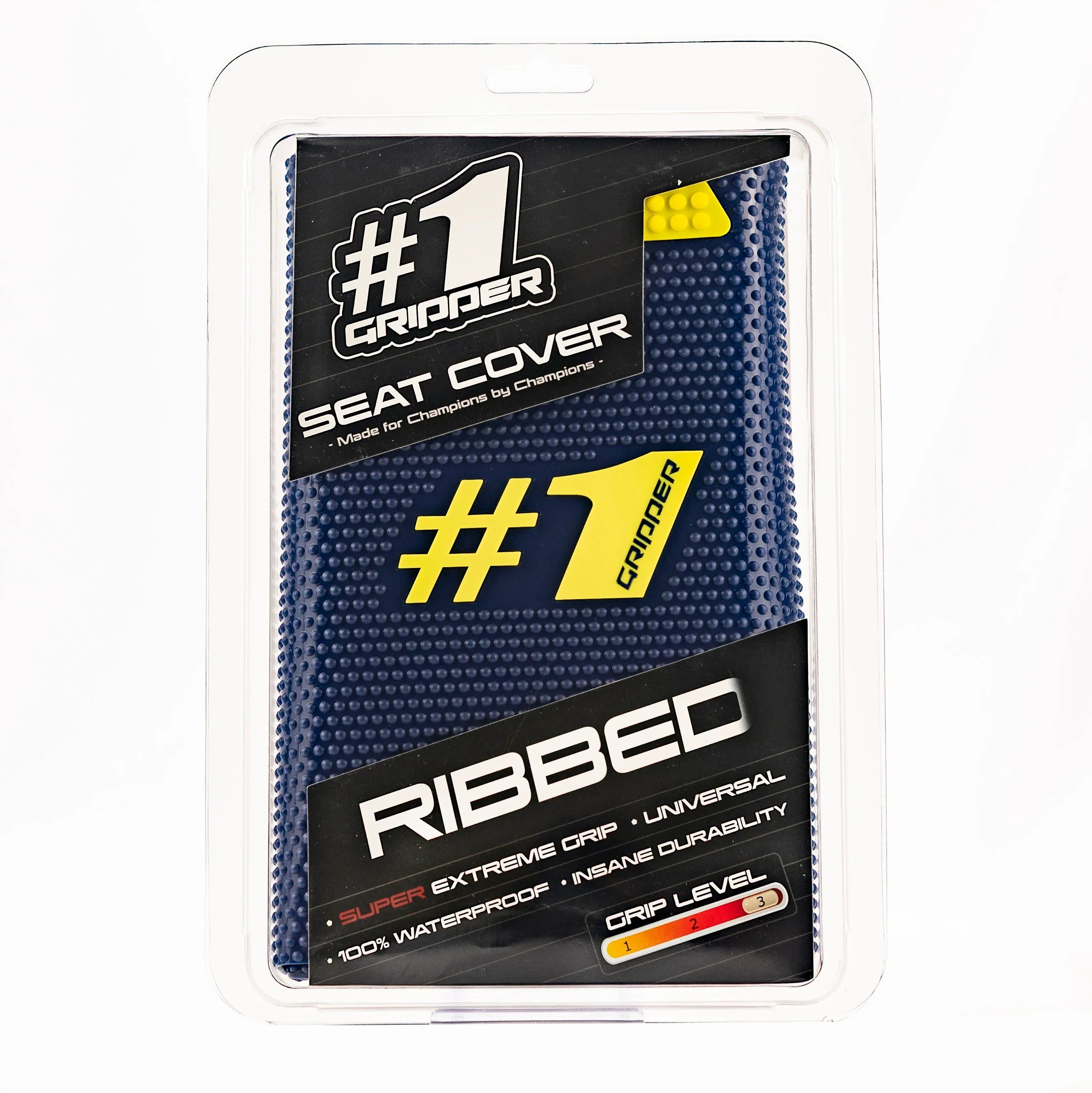 Funda de asiento acanalada Gripper 1 - Azul oscuro/Amarillo