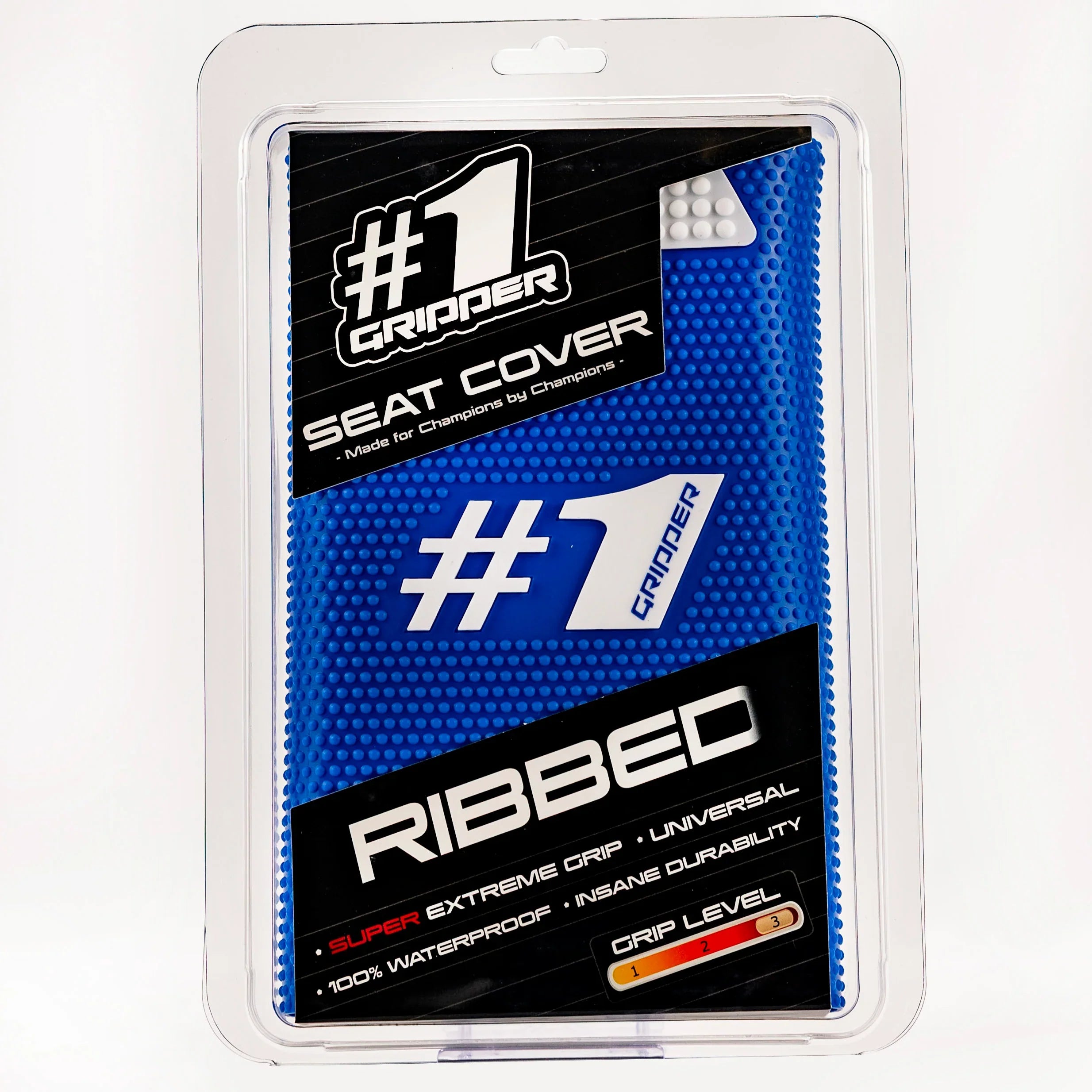 1Gripper RIBBED Seat Cover - Light Blue/White